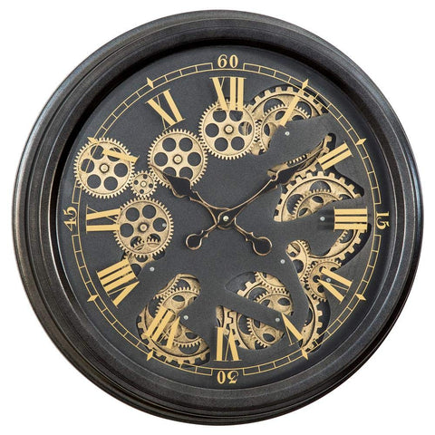 Yosemite Home Decor Sophisticated Design Modern Metal Paris Gear Clock in Black
