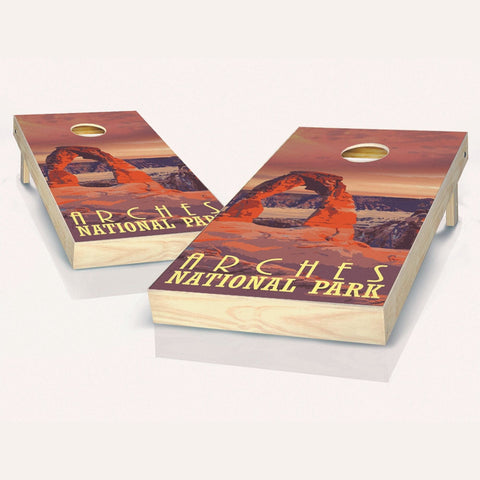 Skip's Garage Arches National Park Cornhole Set - 2x4 Boards (All Weather Bags) - Include Board Edge Lights