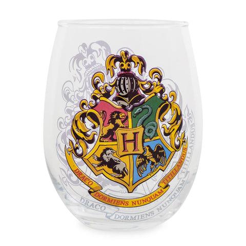 Silver Buffalo Harry Potter Hogwarts Crest Stemless Glass w/Display Box, 20 Ounces