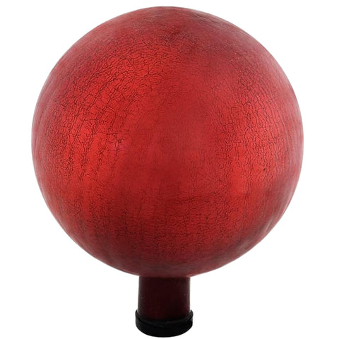 Oakestry 10" Crackle Glass Gazing Globe – Red, Hand-Blown Mirrored Garden Ball for Yard, Patio & Outdoor Décor