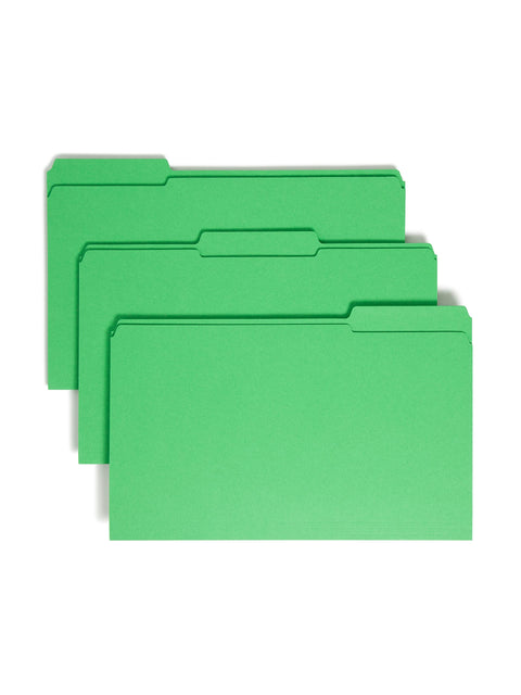 Smead File Folder, Reinforced 1/3-Cut Tab, Legal Size, Green, 100 per Box (17134)