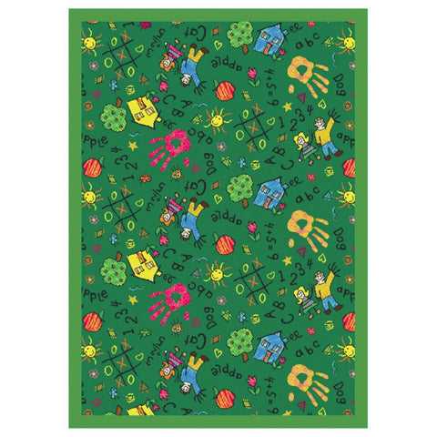 Joy Carpets Playful Patterns Scribbles Area Rug, Green, 3'10" x 5'4"