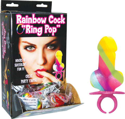 Hott Products Rainbow Ring Cock Pop Wall Mount Display, 12 Count