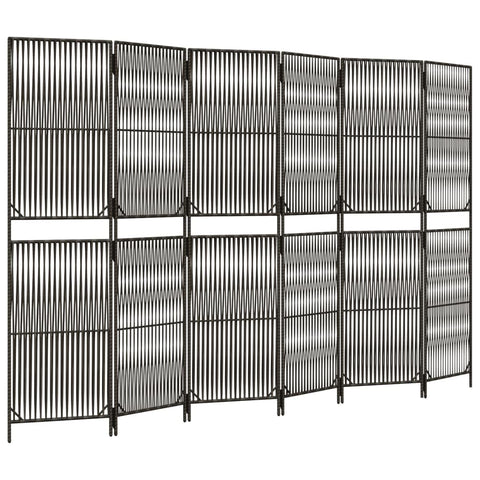 vidaXL Room Divider 6 Panels, Folding Privacy Screen, Room Partition for Office Bedroom Garden Patio Balcony, Room Divider Screen, Gray Poly Rattan