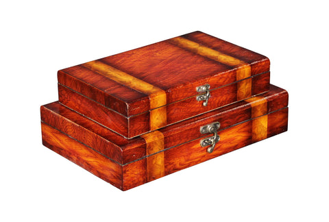 Cheung's Home Indoor Decorative Wooden Boxes Lined, Set of 2
