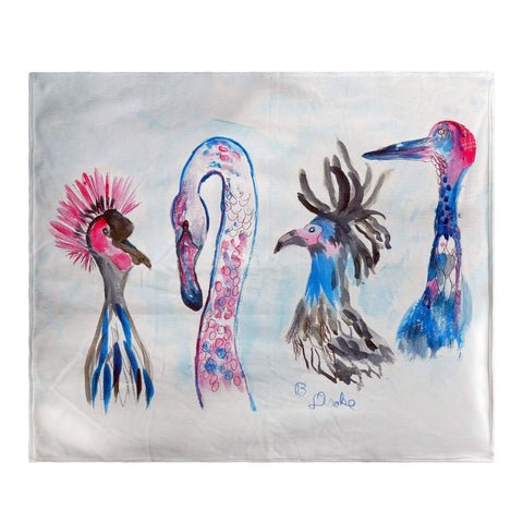 Betsy Drake Loony Birds Fleece Throw Blanket 60 X 50 Inches
