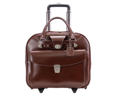 MCKLEIN DENALI, 15" Leather Wheeled Ladies' Laptop Briefcase
