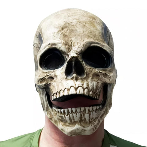 HMS Latex Moving Mouth Skull Mask, Beige, One Size