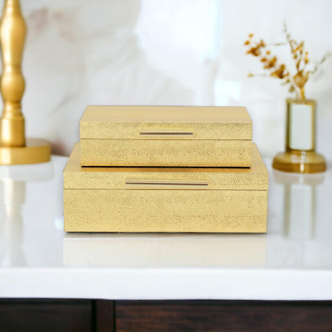 Cheungs Lusan Gold Snakeskin Boxes