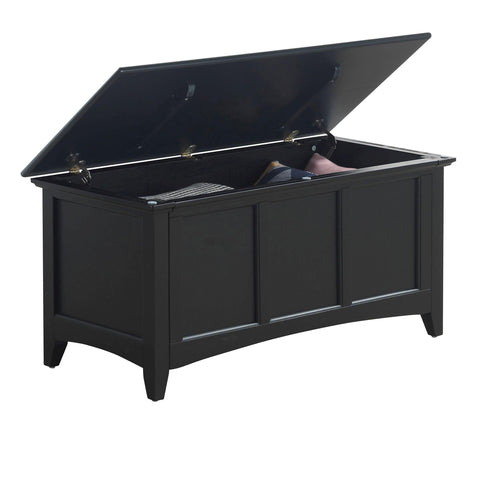 Carolina Chair & Table Blanket Chest Storage with Hinged Lid – Vintage Storage Compartment for Shoe, Toy Box – Wooden Furniture Organizer for Entryway or Living Room (Antique Black)