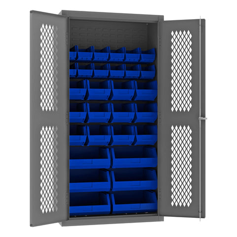 Durham EMDC-361872-30B-5295 Bin Cabinet, 72" Overall Height, 36" Overall Width, Total Number of Bins 30