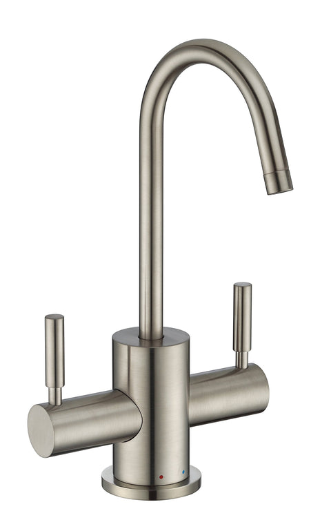 Whitehaus Collection WHFH-HC1010-BN Forever Hot Point of Use Instant Cold Faucet with Contemporary Spout and Self Closing Water Handle, Brushed Nickel