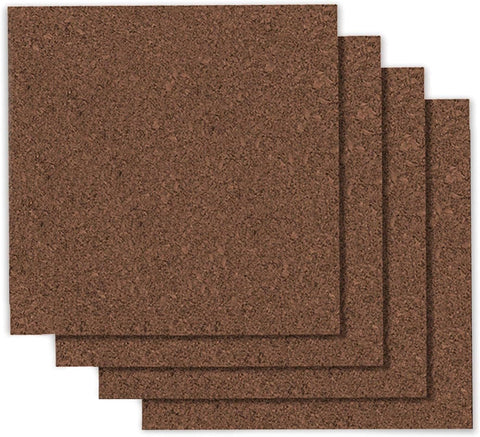 Quartet Cork Tiles, Bulletin Board Cork Panels 12" x 12" x 3/8", Dark Brown, 4 Pack (101)