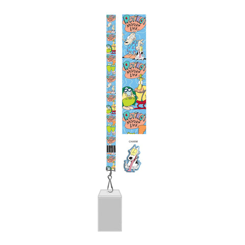 Silver Buffalo Rocco's Modern Life Lanyard with Badge Holder & Rubber Charm, Multicolor