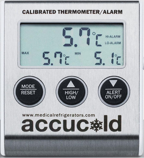 High/low temperature alarm with NIST calibrated temperature readout