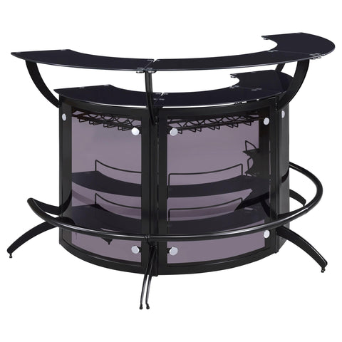 Coaster Home Furnishings - Dallas - 3-Piece Acrylic and Glass Home Bar Cabinet - Curved, Freestanding, Glass Shelves, Stemware Rack, Bottle Wine Rack - Contemporary - Dining Room - Black - 182135-S3