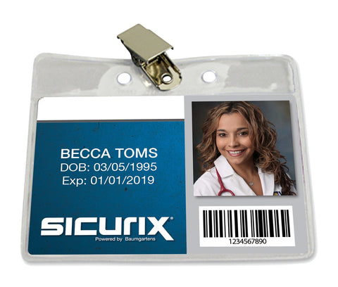 SICURIX(R) Standard Badge Holders, Horizontal, Clip, 50 Pack, Clear