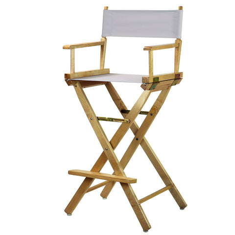 Casual Home 30" Director's Chair Natural Frame-with White Canvas, Bar Height