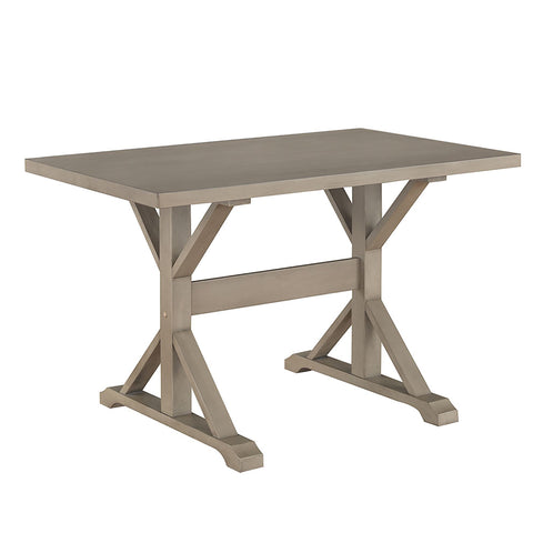 Carolina Chair & Table Brio X-Shape Trestle Base Rectangular Writing Desk - Freestanding Multi-Step Finish Wooden Desk - Contemporary Home Furniture for Office, Dormitory, Living Room (Weathered Gray)