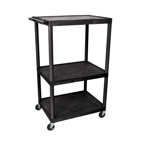 LUXOR LP54E-B 54"H AV Cart - 3 Large Shelves Electric
