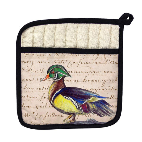 Betsy Drake PT145B Male Wood Duck Script Pot Holder
