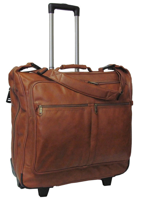 Rolling Leather Garment Bag (Brown) (#2482-2)