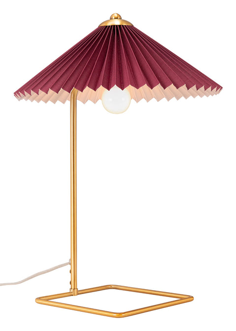 Zuo Charo Table Lamp Red & Gold, Red Table Lamp, Modern Style, Works with dimmer (Dimmer Not Included), Steel, Lighting Table Lamps, 13.8" W x 13.8" D x 19.1" H