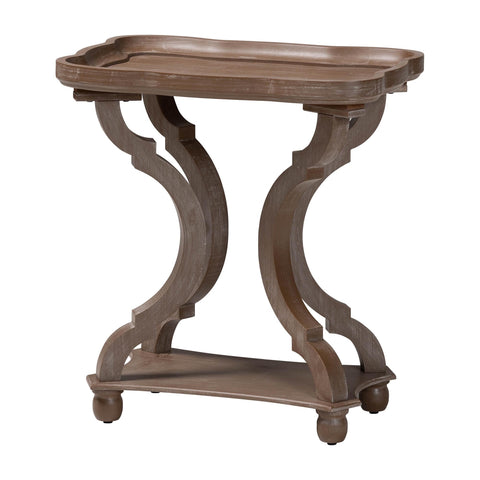 Baxton Studio Yannick French Country End Table, Antique Brown