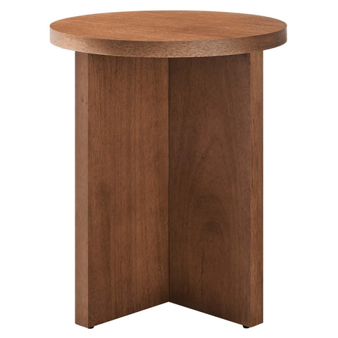 Modway EEI-6579-WAL Silas Round Wood Side Table, Walnut