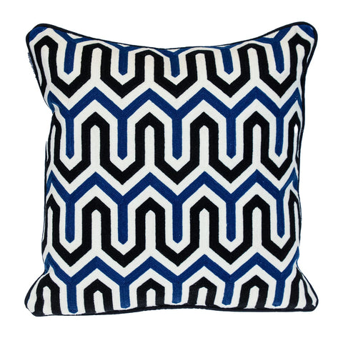 Parkland Collection Geometric Blue and White Square 20" x 20" Pillow