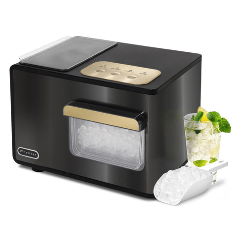Whynter Nugget Ice Maker, Countertop Portable Ice Maker, IBX-388BG SonicSnö, Automatic Self-Cleaning with Removable Ice Drawer Compact Ice Maker, 40 lbs/24H, Black Stainless Steel and Gold