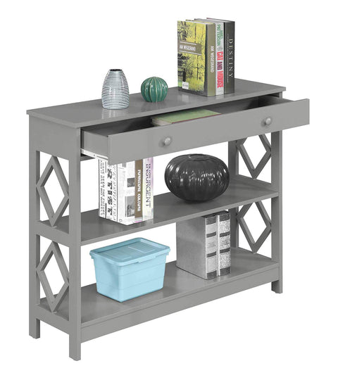 Convenience Concepts Diamond 1 Drawer Console Table, Gray