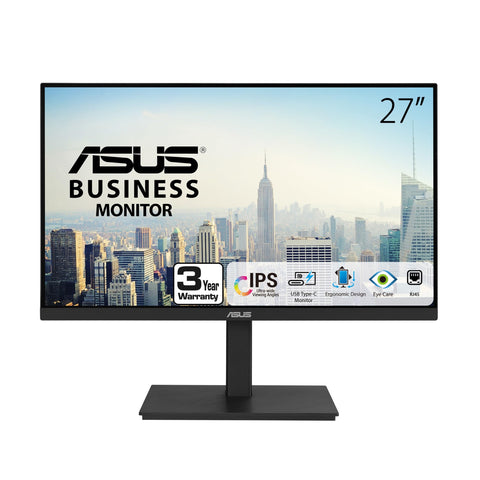 ASUS 27” 1080P Docking Monitor (VA27ECPSN) – Full HD, IPS, 75Hz, Adaptive-Sync, Speakers, Eye Care, Low Blue Light, Flicker Free, RJ45, USB-C, DisplayPort, HDMI, Height Adjustment, VESA Wall Mountable