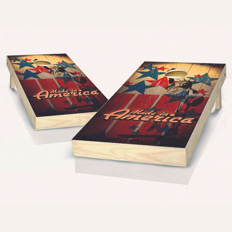 Skip's Garage Made in America Cornhole Set - 2x4 Boards (All Weather Bags) - Include Case + Edge Lights + Score