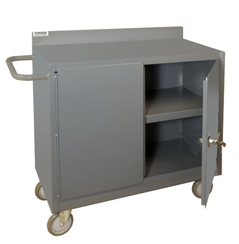 Durham 16 Gauge Welded Steel Mobile Cabinet with Lockable Storage Compartment, 2220-95, 1200 lbs Capacity, 1 Shelf