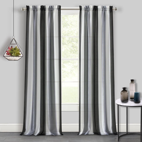 ACHIM Spectrum Rod Pocket Panel Window Curtain - 50 Inch Width, 84 Inch Length - Black/Silver - Semi-Sheer & Machine Washable Soft Polyester Drapes for Bedroom Living & Dining Room Home Decor