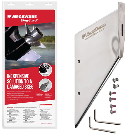 MEGAWARE KEELGUARD 27061 SKEGGUARD Fits Mercury 75-90-115hp 4 St 2015-Present, 135hp 1986-2012, 150-175hp 2 Stroke, EFI, Optimax, ProXS 1978-2018, 316 Marine-Grade Stainless Steel Skeg Guard Protector
