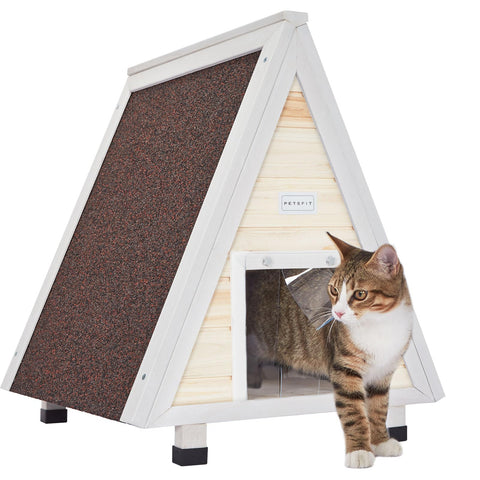 Petsfit Outdoor Cat House Weatherproof  Outside Feral Cat House with Escape Door Outdoor Indoor Pet House for Small Animal