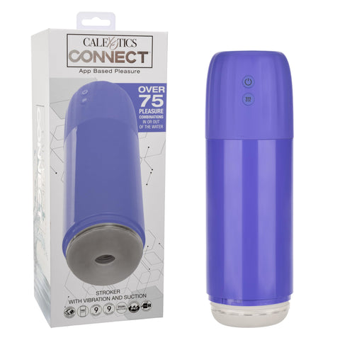 CalExotics Connect Stroker with Vibration and Suction, Rechargeable App Controlled Waterproof Male Masturbator Purple SE-0001-50-3