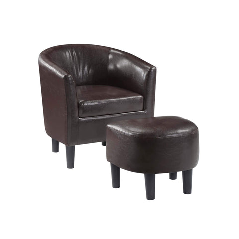 Convenience Concepts Take a Seat Churchill Accent Chair with Ottoman, Espresso Faux Leather