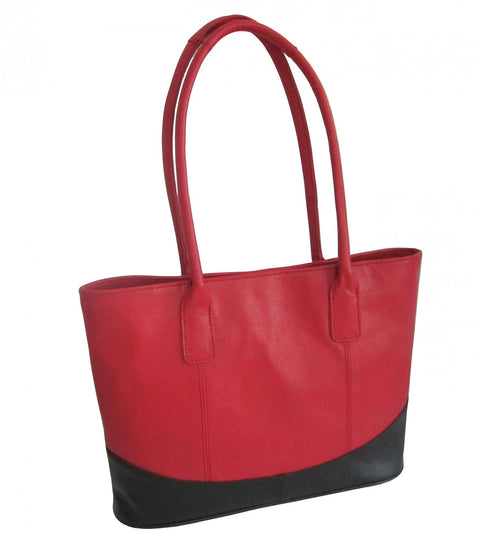 Casual Leather Handbag (#1827-5) (Red/Black)