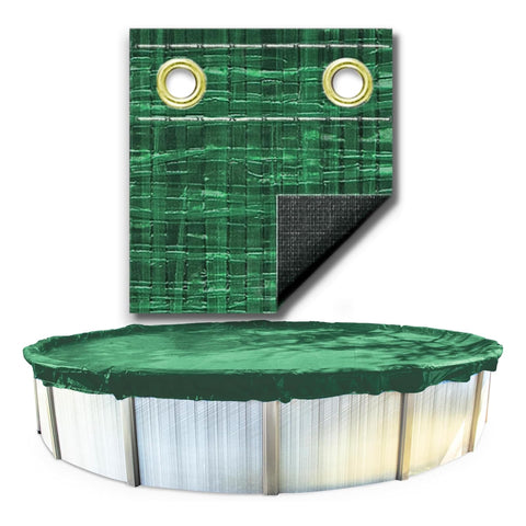 SWIMLINE HYDROTOOLS Ripstopper Heavy Duty Pool Cover For Above Ground Swimming Pools |25 X 47 FT Cover | Green / Black | Winch & Cable Included | UV Protected For 21X43 FT Oval Pools | RIG2143