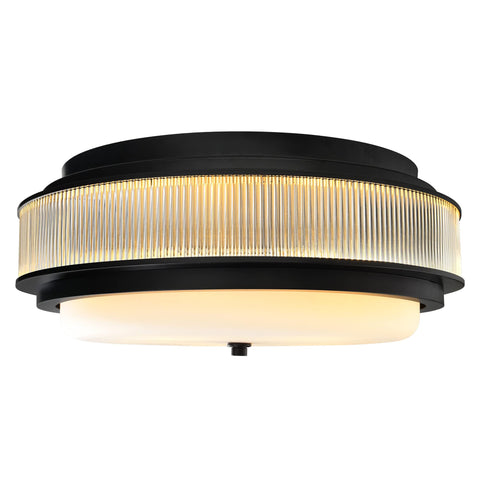 Valdivia 4 Light Black 8in Flush Mount Ceiling Light Fixture, Modern Round Ceiling Lamp with Frosted Glass Shade for Hallway, Bedroom, Kitchen, or Bathroom Lighting