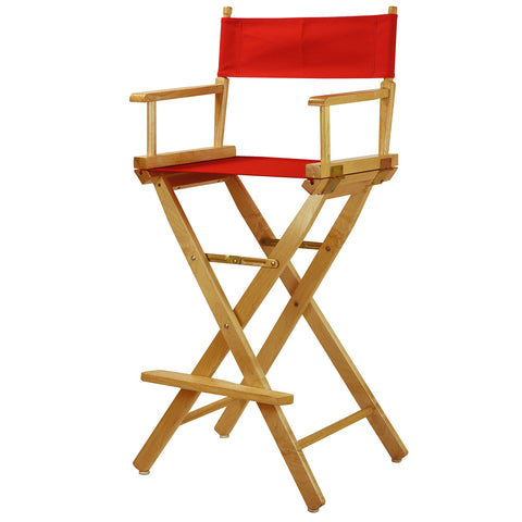Casual Home Director's Chair ,Natural Frame/Red Canvas,30" - Bar Height