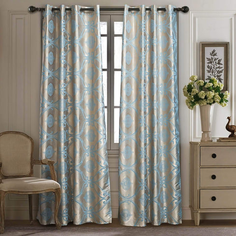 Dolce Mela Jacquard Curtain Panels, Elegant Glossy Textured Material, Semi-Blackout Drapes with Grommet Rings, DMC804