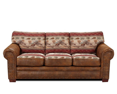 American Furniture Classics Traditional Microfiber Deer Valley Sofa in Brown