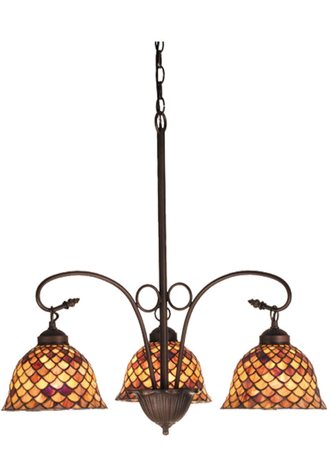 Victorian Tiffany Fishscale 3 Light Chandelier