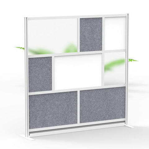LUXOR MW-7070-FWCG Modular Room Divider Wall System - 70" x 70" Starter Wall - Silver Frame, Whiteboard