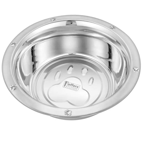 Jeffers Stainless - Steel Embossed Dog Bowl | Wide Lip | 3 Quart | 77250E | Easy Grip | Non - Slip & Dishwasher Safe | Best for Pets Like Dogs, Cats & Small Animal