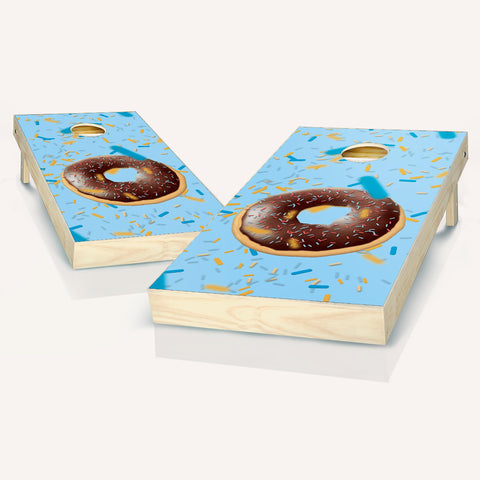 Skip's Garage Doughtnut Cornhole Set - 2x4 Boards (All Weather Bags) - Include Case + Hole Lights